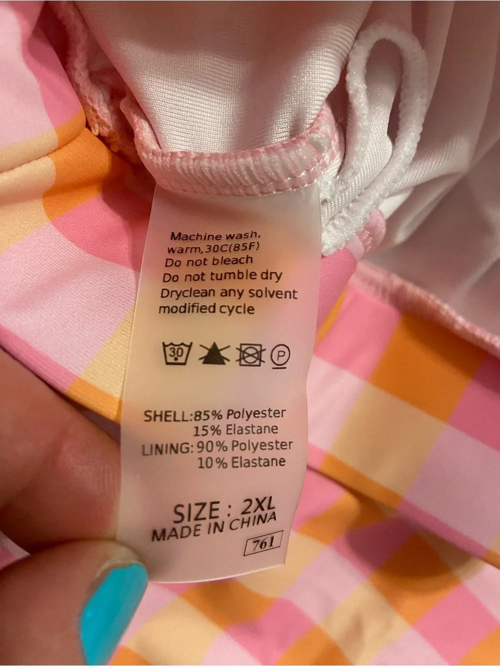 2XL Pink & Orange Gingham 3-Piece Swim Set